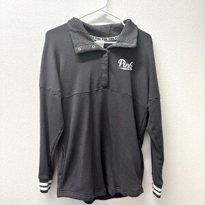 PINK Gray Snap Pullover